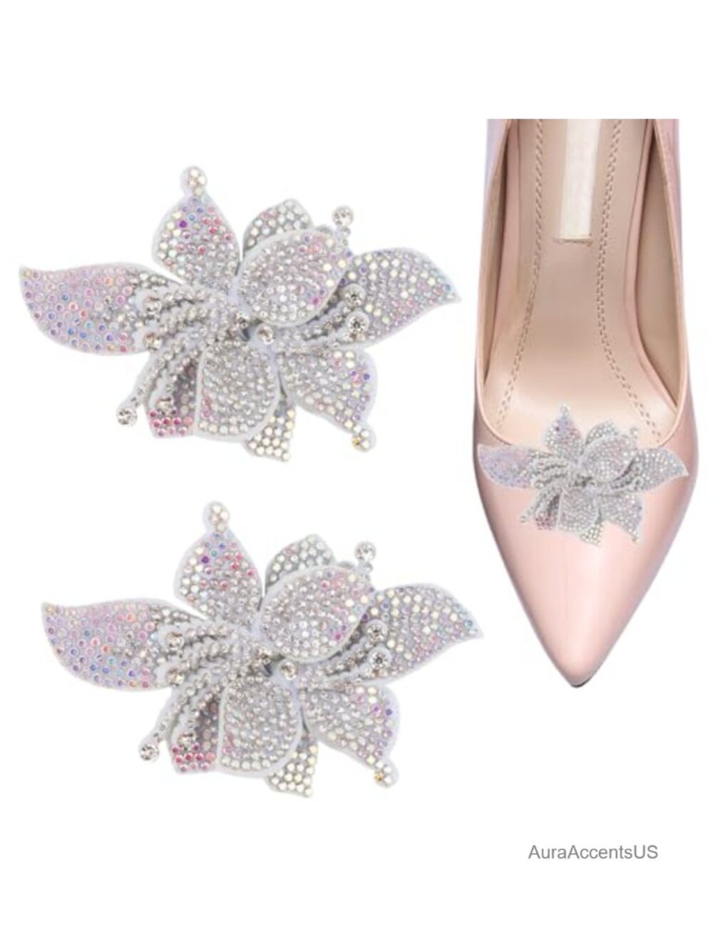 Silver Rhinestone Shoe Clips for Women - Detachable Bridal Heels Accessories